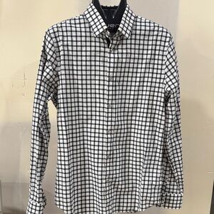 Express Black and White Plaid Button Down Shirt